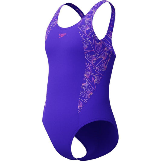SPEEDO JUNIOR HYPERBOOM SPLICE MUSCLEBACK SWIMSUIT - INDIGO GLOW