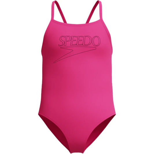 SPEEDO JUNIOR LOGO THINSTRAP SWIMSUIT - PINK